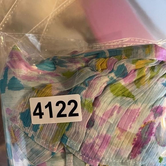 LC Lauren Conrad Fit & Flare Dress Womens Plus 3X Multi Ruffle Floral Georgette - Picture 12 of 12